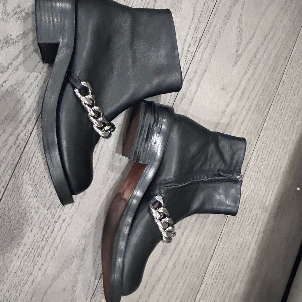 Givenchy Black Ankle Boots with Silver Chain - Picture 3 of 7